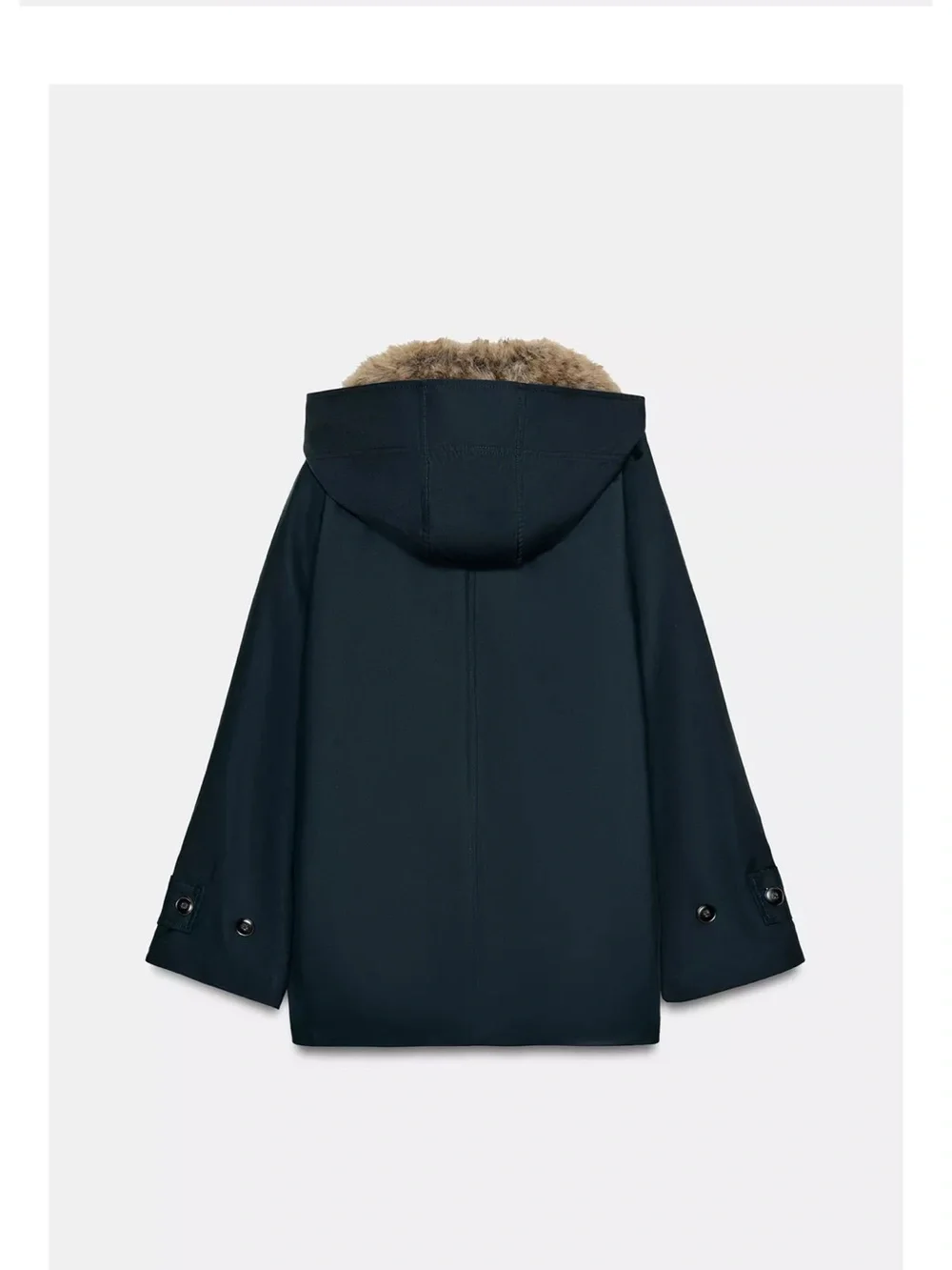 Zara Black Hooded Puffer Coat with Faux Fur Trim